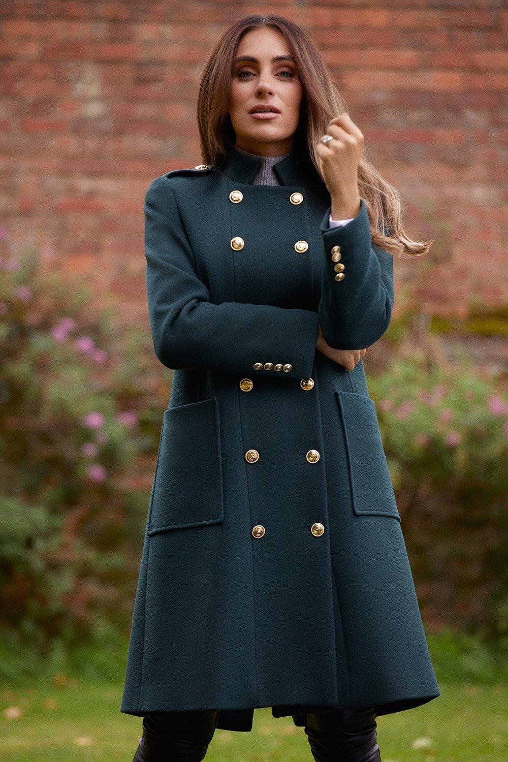 Military Double Breasted Wool Coat | Karen Millen